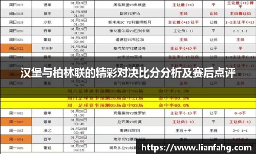bwin必赢汉堡与柏林联的精彩对决比分分析及赛后点评
